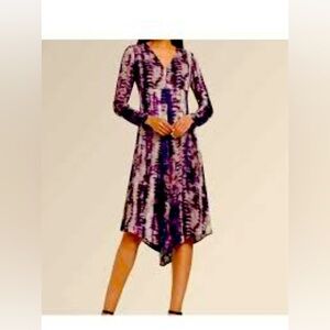 Donna Karan New York Purple Tie Dye Cascade River Views Dress Size 12, Worn 1X
